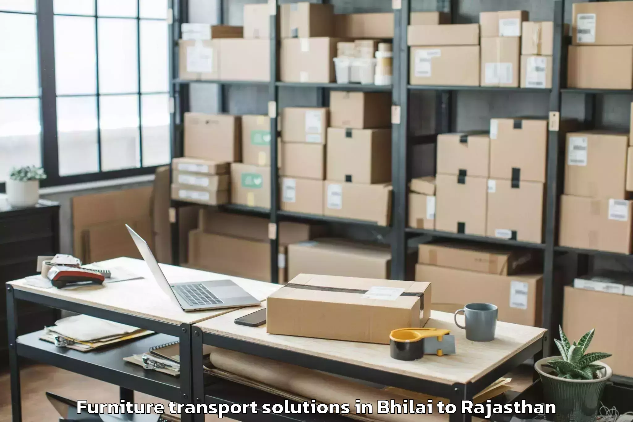 Comprehensive Bhilai to Udaipur Airport Udr Furniture Transport Solutions